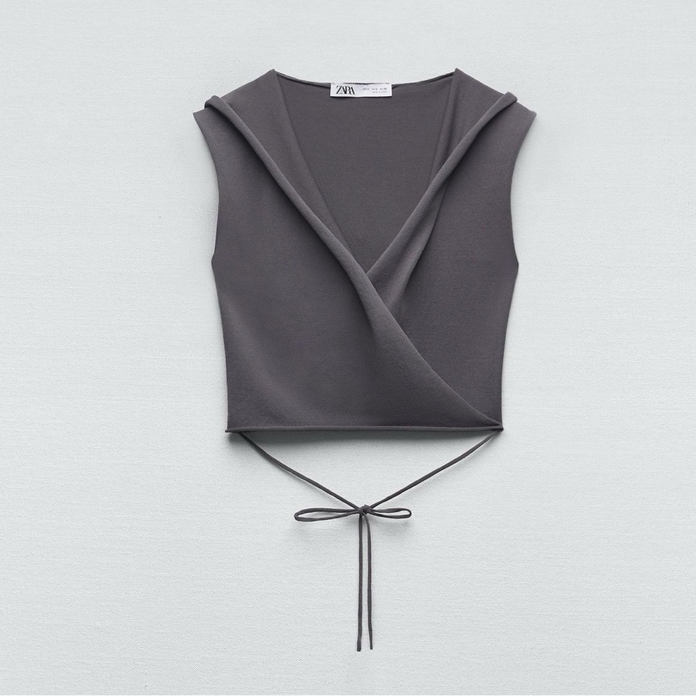 Zara Charcoal Wrap Crop Top